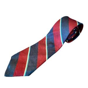 Elegant Red and Blue Silk Striped Neckties